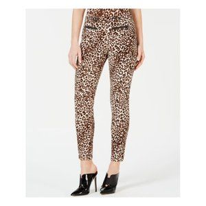 GUESS Womens Brown Animal Print Double Snap Pants